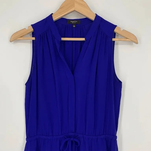 100% Silk Button Front Tie Sleeveless Mini Dress in Royal Blue | Aritzia Babaton - Picture 3 of 7